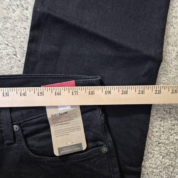 Levis 511 Jeans Mens 36x30 Slim Straight Black Denim Punk Rock 80s USA Grunge - Picture 5 of 12